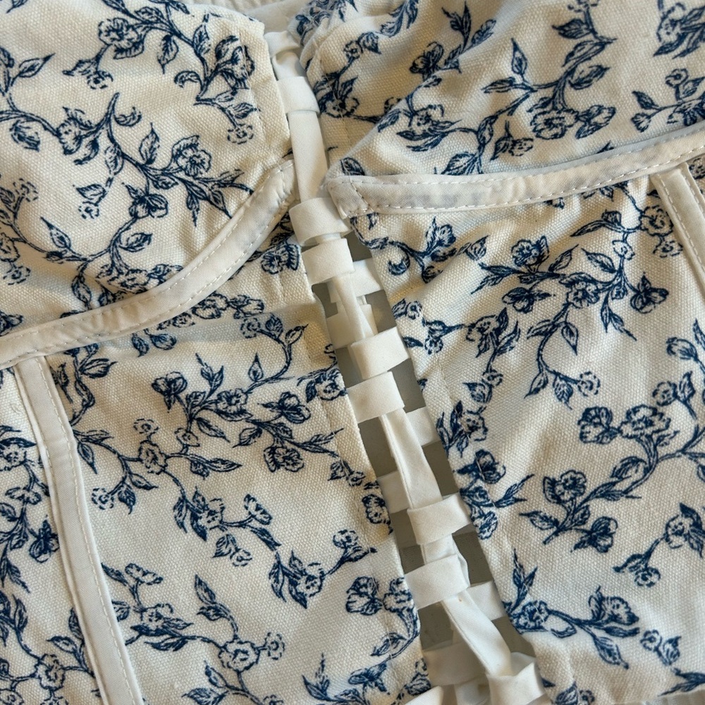 Windsor Corset Top blue white floral size L - Picture 5 of 13